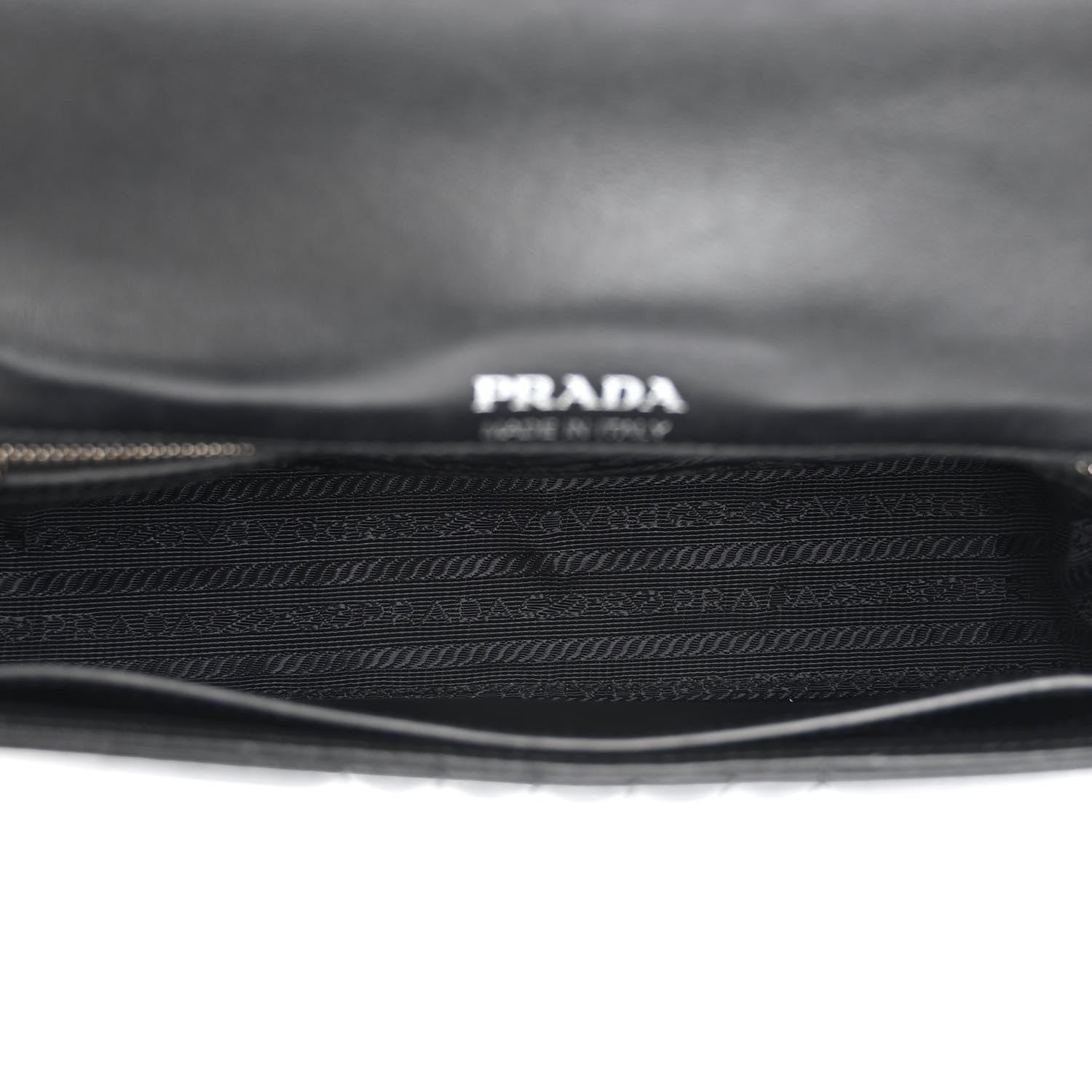 Prada Soft Calfskin Impunture Diagramme Medium Chain Flap Shoulder Bag Black 5 of 11