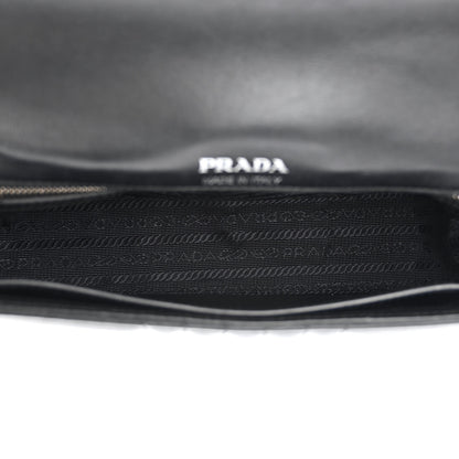 Prada Soft Calfskin Impunture Diagramme Medium Chain Flap Shoulder Bag Black 5 of 11