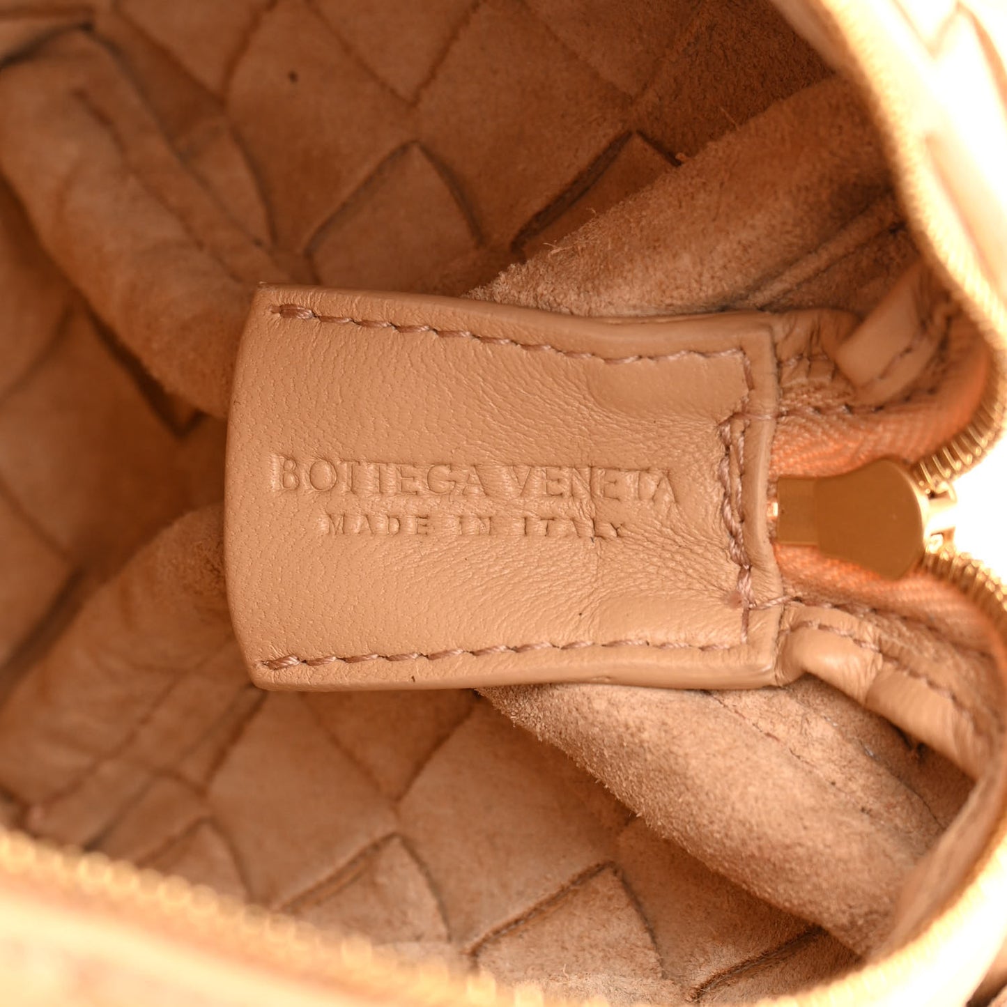 Nappa Intrecciato Mini Loop Camera Bag Almond