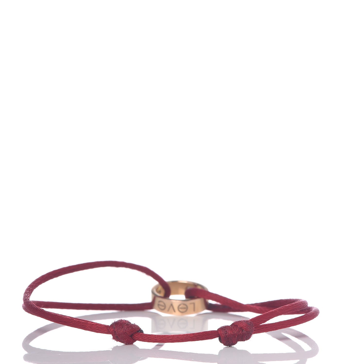 Cartier 18K Pink Gold Diamond Charity LOVE Adjustable Cord Bracelet Red 3 of 6