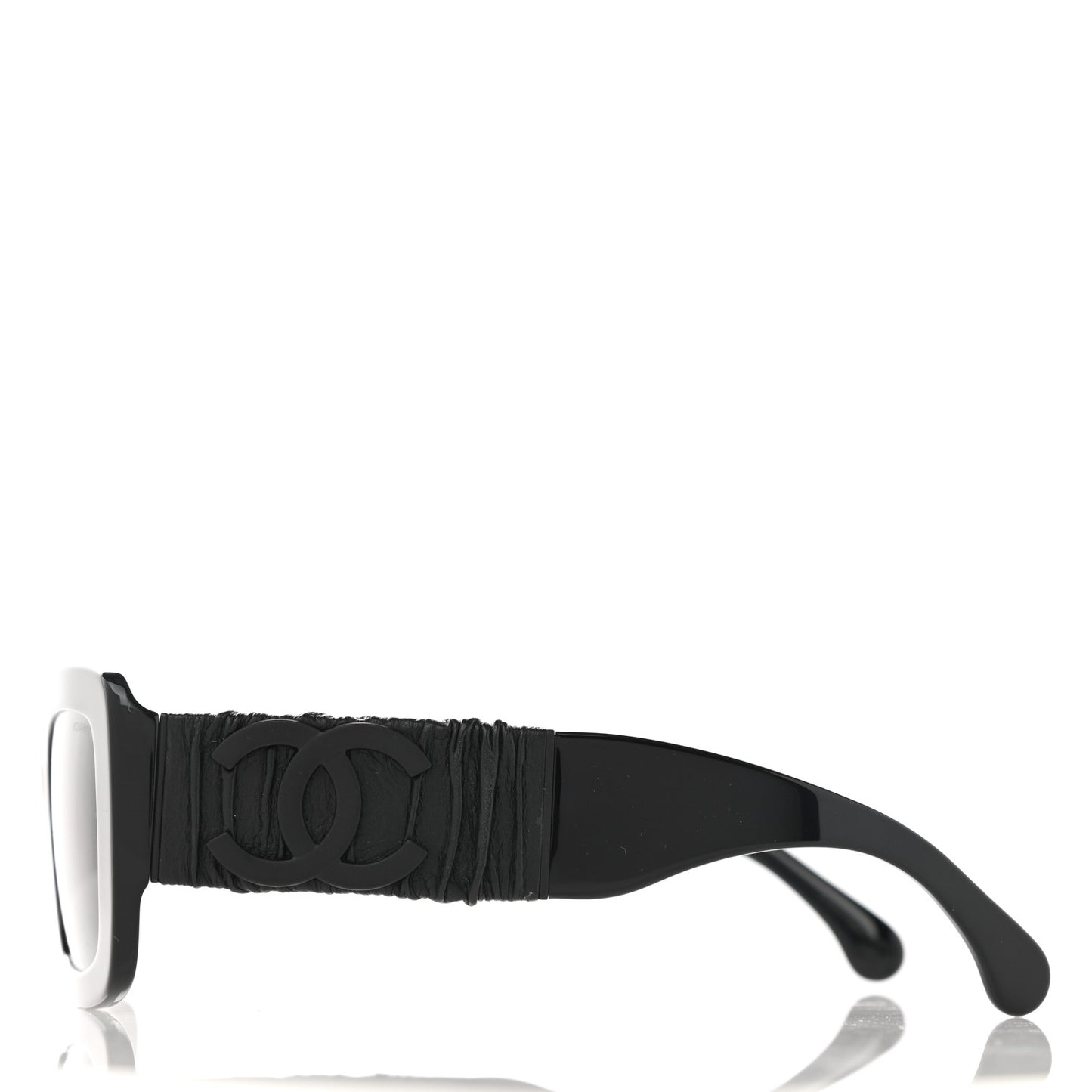 Acetate Calfskin Polarized Square Sunglasses 5473-Q-A Black