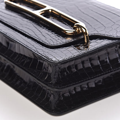 Hermes Shiny Niloticus Crocodile Sac Roulis 23 Black 14 of 15