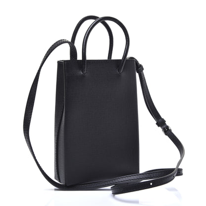 Balenciaga Squared Calfskin Logo Shopping Phone Holder Bag Black 3 of 11