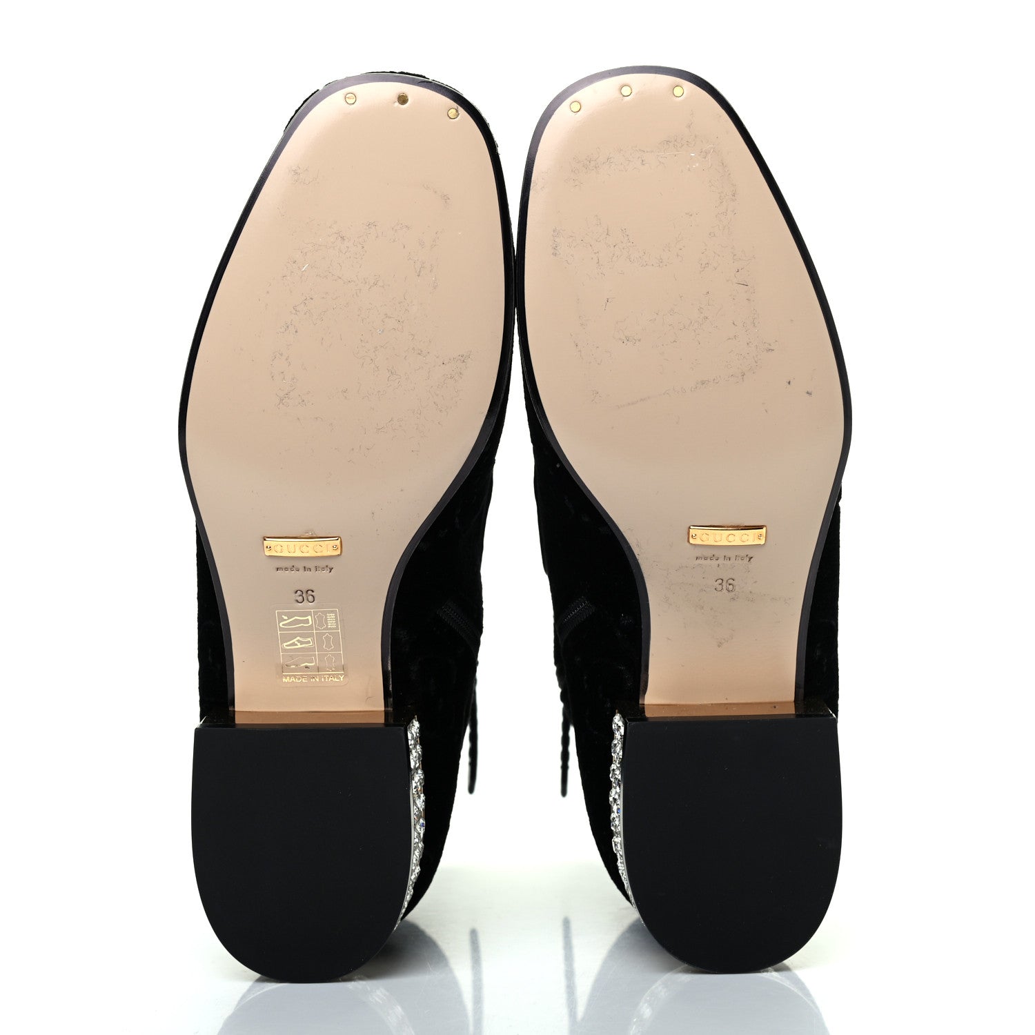 Gucci Velvet GG Monogram Crystal Horsebit Ankle Boots 36 Black 5 of 12