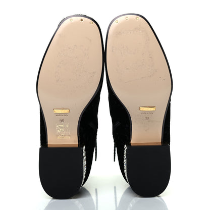 Gucci Velvet GG Monogram Crystal Horsebit Ankle Boots 36 Black 5 of 12