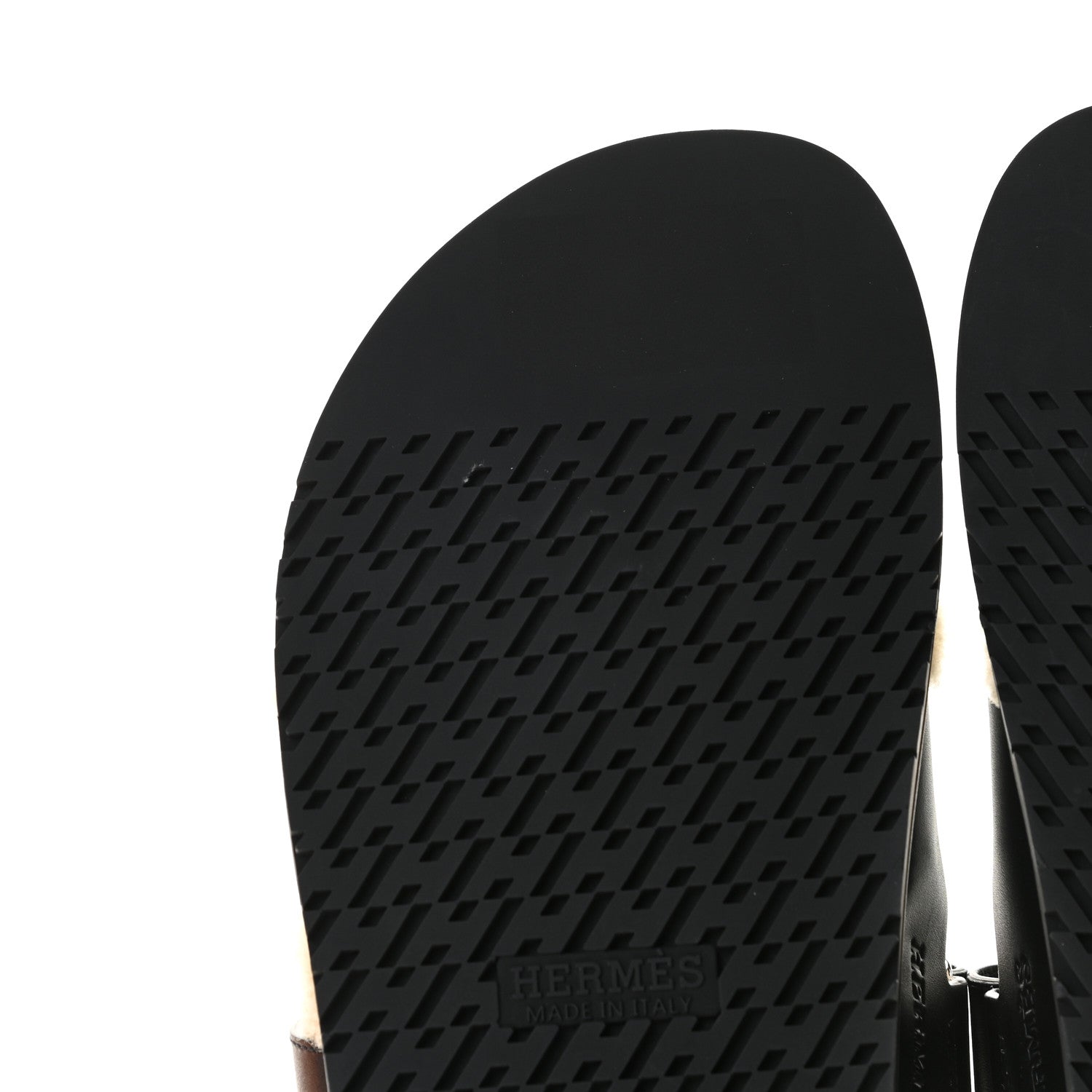 Hermes Veau Indios Woolskin Mens Chypre Sandals 43 Black Ecru 8 of 13