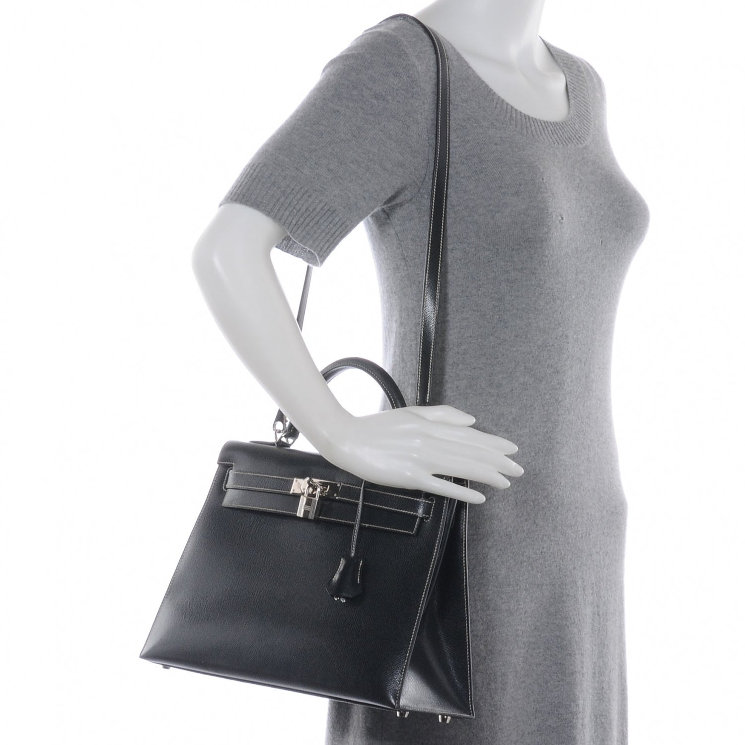 Hermes Veau Grain Lisse Kelly Sellier 32 Black 2 of 10