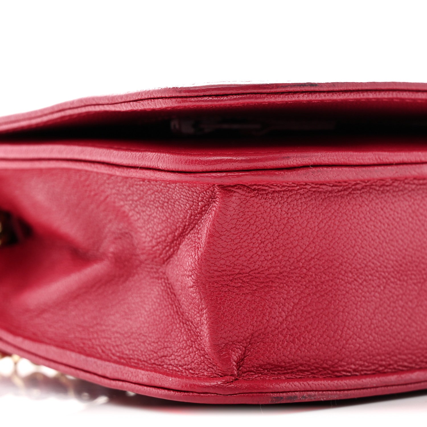 Chanel Sheepskin Chevron Quilted Vintage Mademoiselle Wallet On Chain WOC Dark Pink 10 of 13