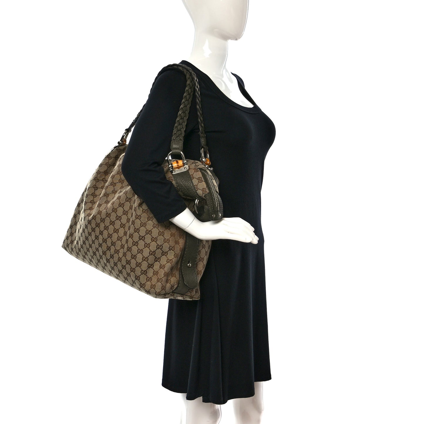 Monogram Large Bamboo Bar Tassel Shoulder Bag Green