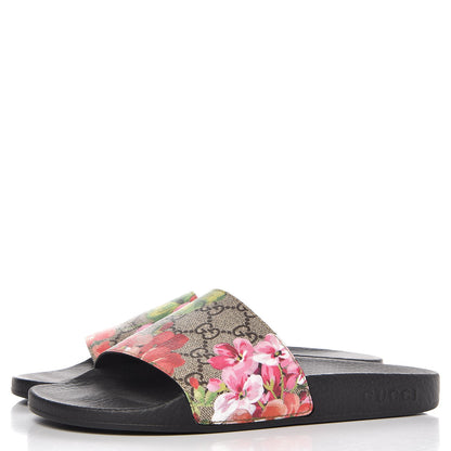 Gucci GG Supreme Monogram Blooms Slide Sandals 38 Beige Multicolor 3 of 9
