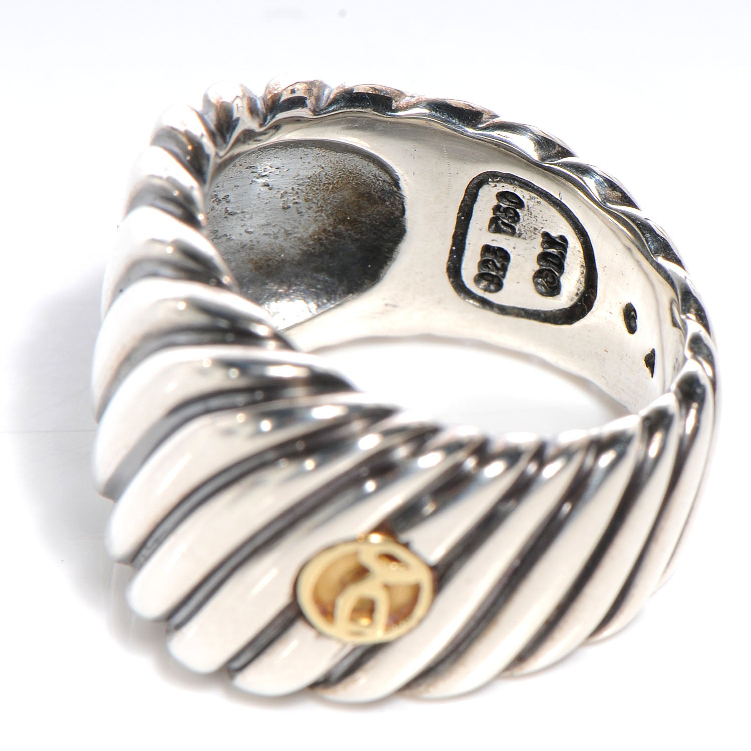 David Yurman Sterling Silver 18k Gold Sculpted Cable Ring 6 4 of 6