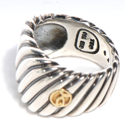 David Yurman Sterling Silver 18k Gold Sculpted Cable Ring 6 4 of 6