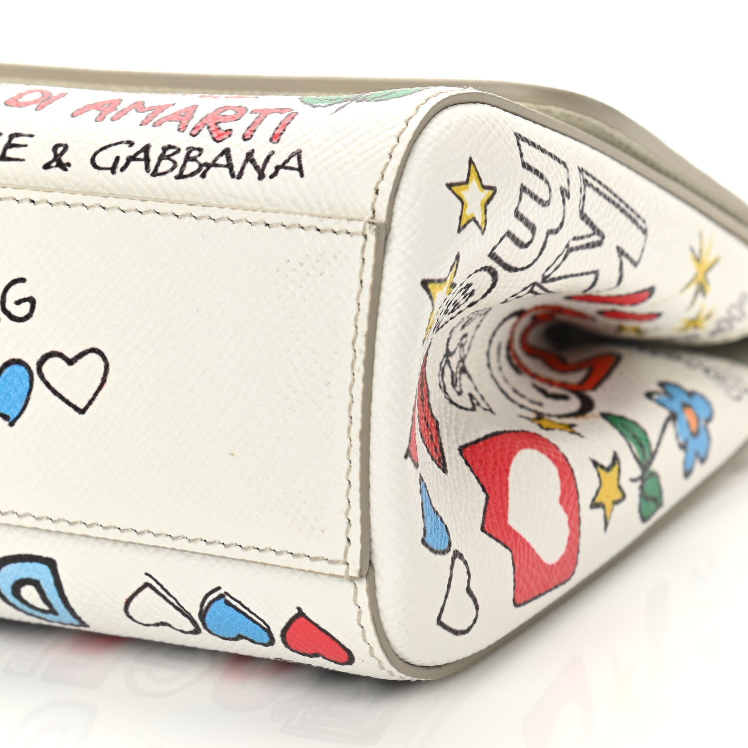 Dolce & Gabbana Dauphine Graffiti Printed Small Miss Sicily Satchel White 9 of 9