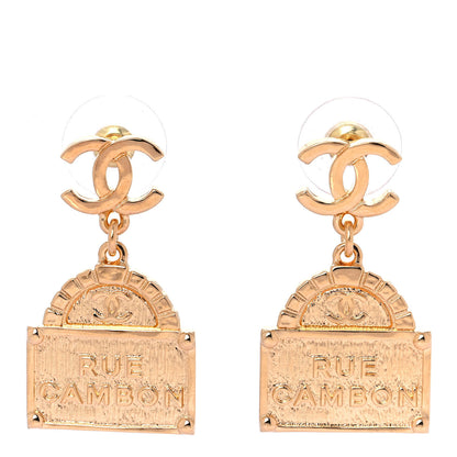 Chanel Metal CC Rue Cambon Drop Earrings Gold 1 of 5