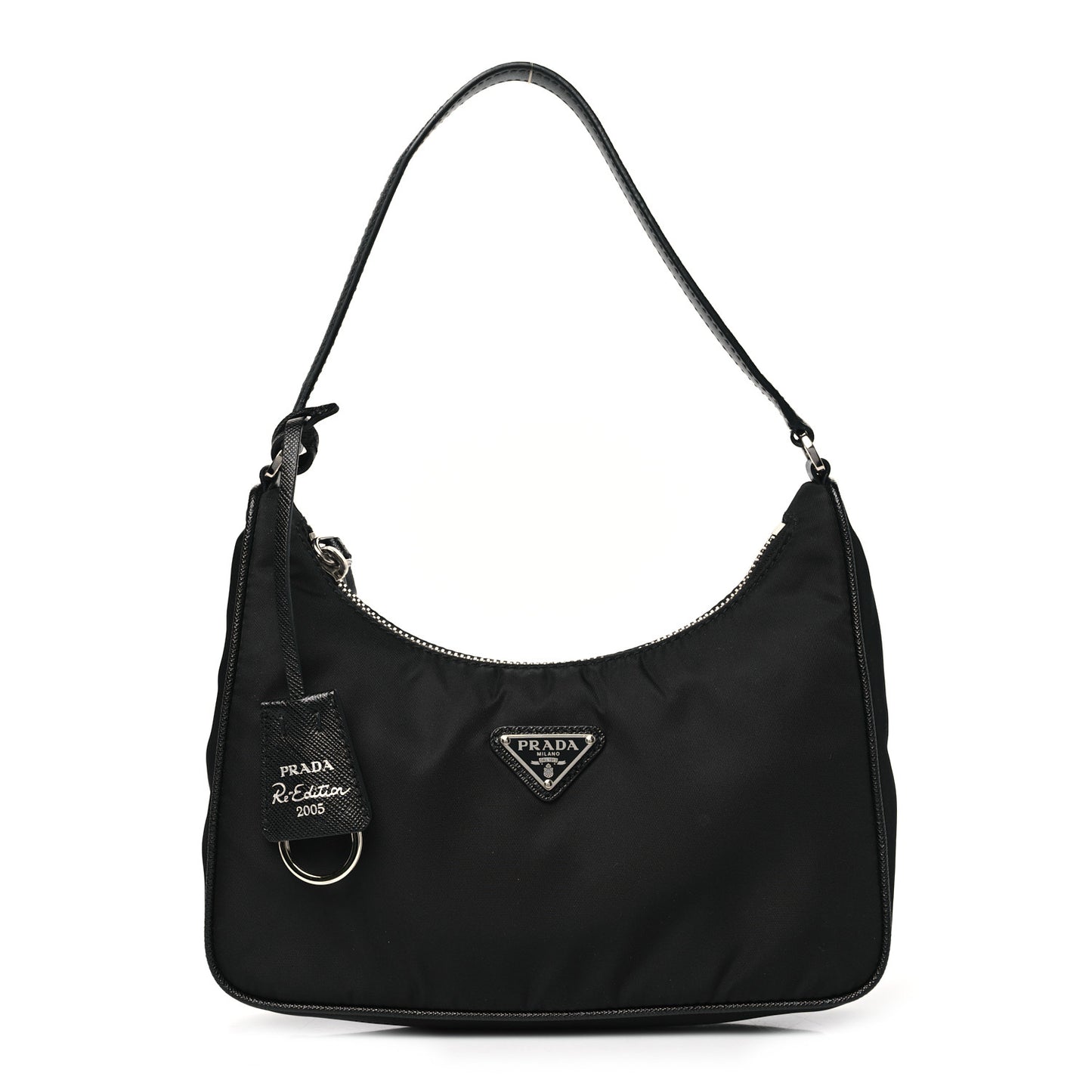 Tessuto Nylon Saffiano Mini Re-Edition 2000 Bag Black