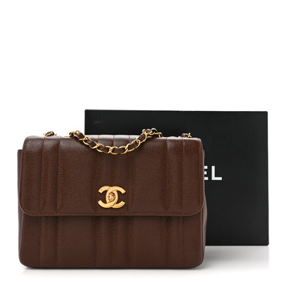Chanel Caviar Vertical Quilt Jumbo Single Flap Brown 13 of 13