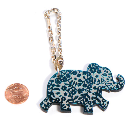 Hermes Leather Lucky Haati Elephant Key Chain Turquoise 2 of 5