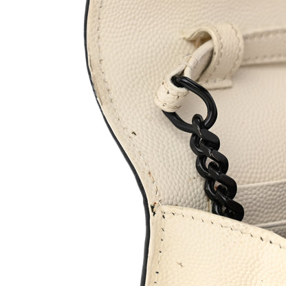Saint Laurent Grain De Poudre Matelasse Monogram Chain Wallet White Black 12 of 17