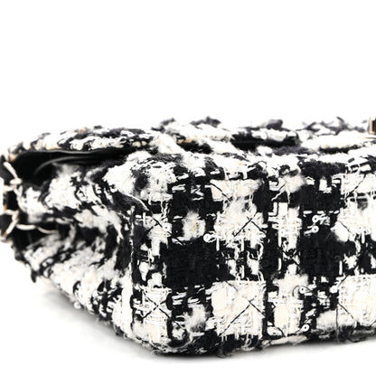 Chanel Tweed Sequin Quilted Medium Double Flap Black White 9 of 10
