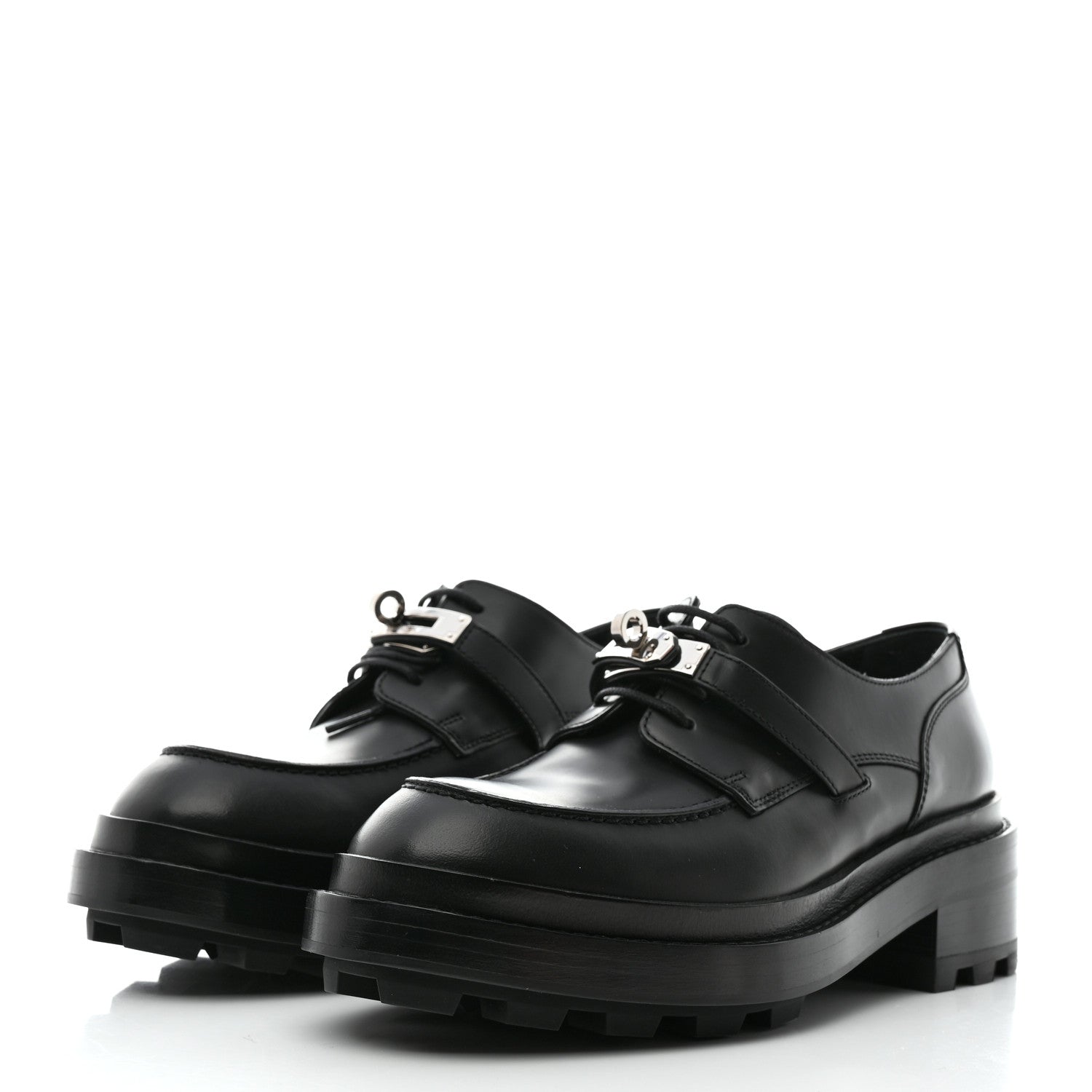 Hermes Calfskin First Derby Shoes 37.5 Black 3 of 9