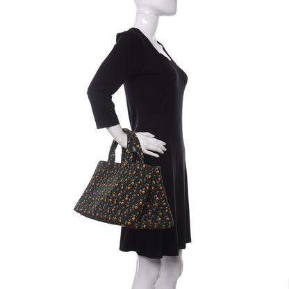 Prada Canapa Palm Tree Print Logo Tote Black 2 of 9