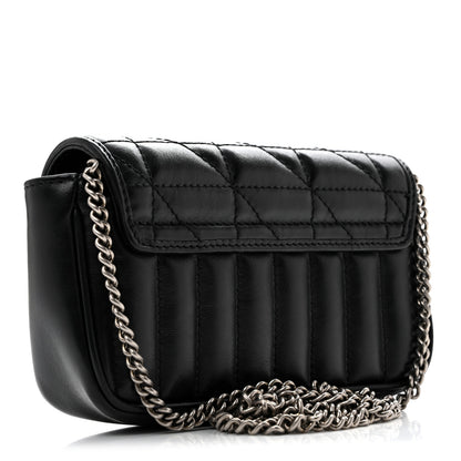 Gucci Calfskin Matelasse Aria Super Mini GG Marmont Shoulder Bag Black 3 of 12