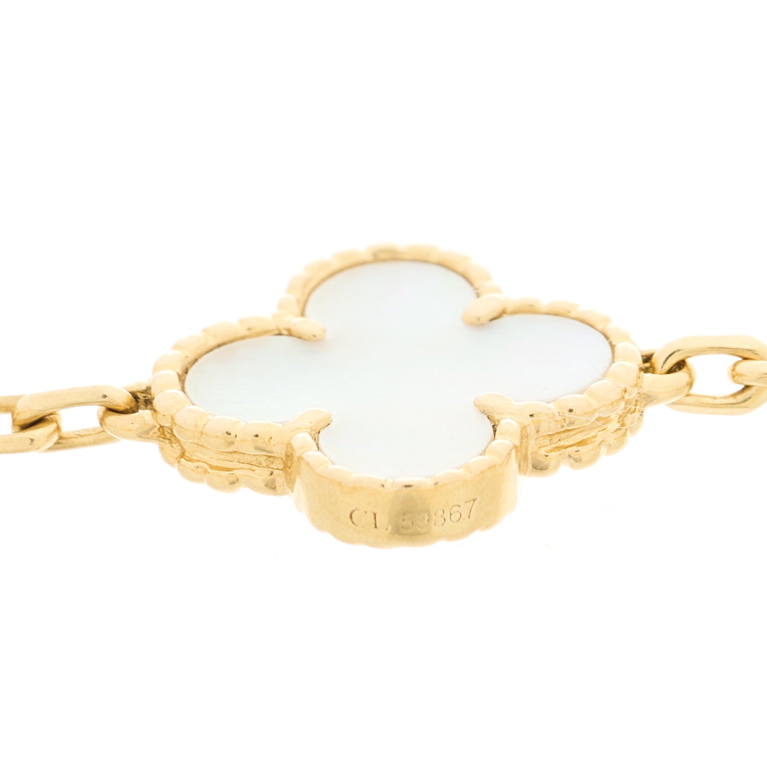 Van Cleef & Arpels 18K Yellow Gold Mother of Pearl 5 Motifs Vintage Alhambra Bracelet 3 of 4