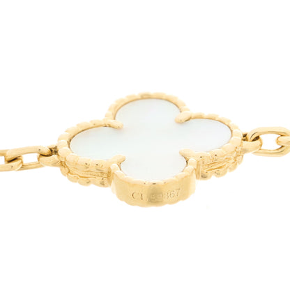 Van Cleef & Arpels 18K Yellow Gold Mother of Pearl 5 Motifs Vintage Alhambra Bracelet 3 of 4