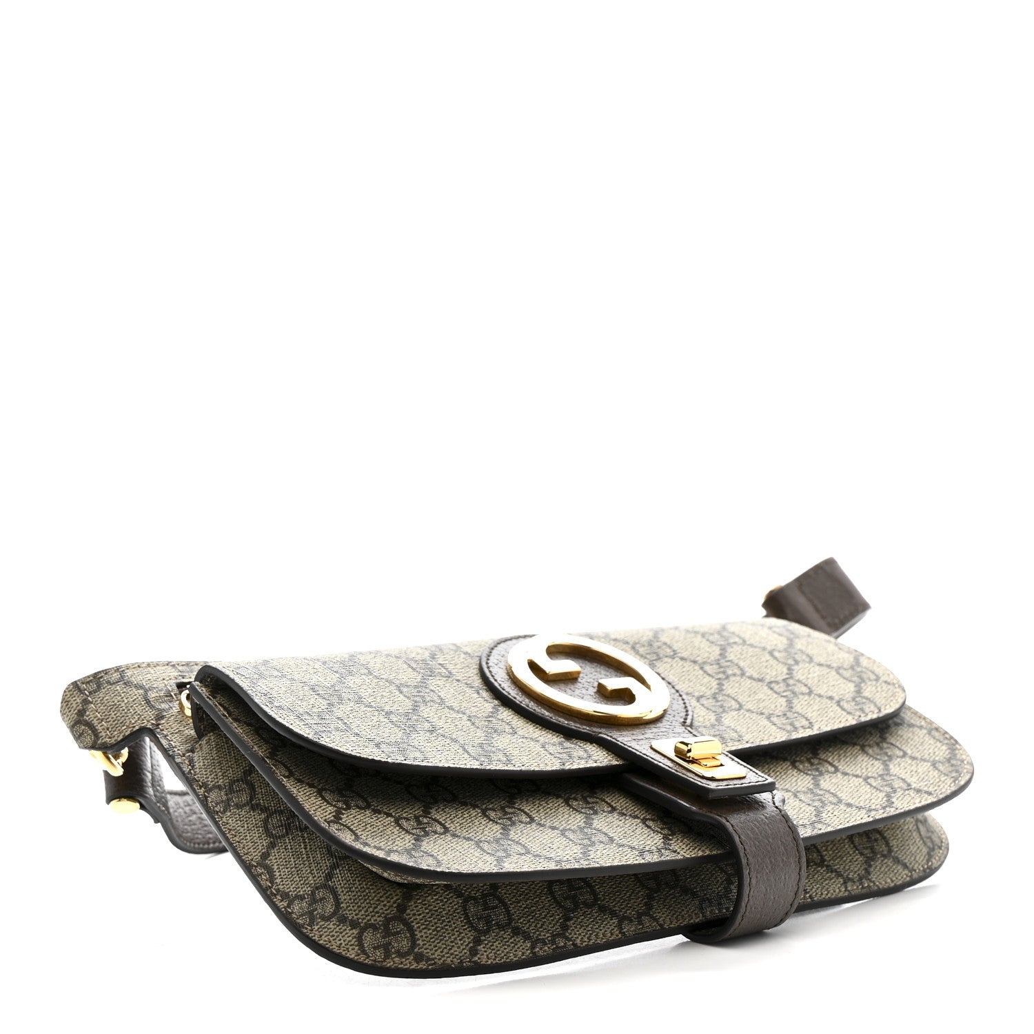 Gucci GG Supreme Monogram Textured Dollar Calfskin Blondie Belt Bag Beige Ebony New Acero 4 of 11