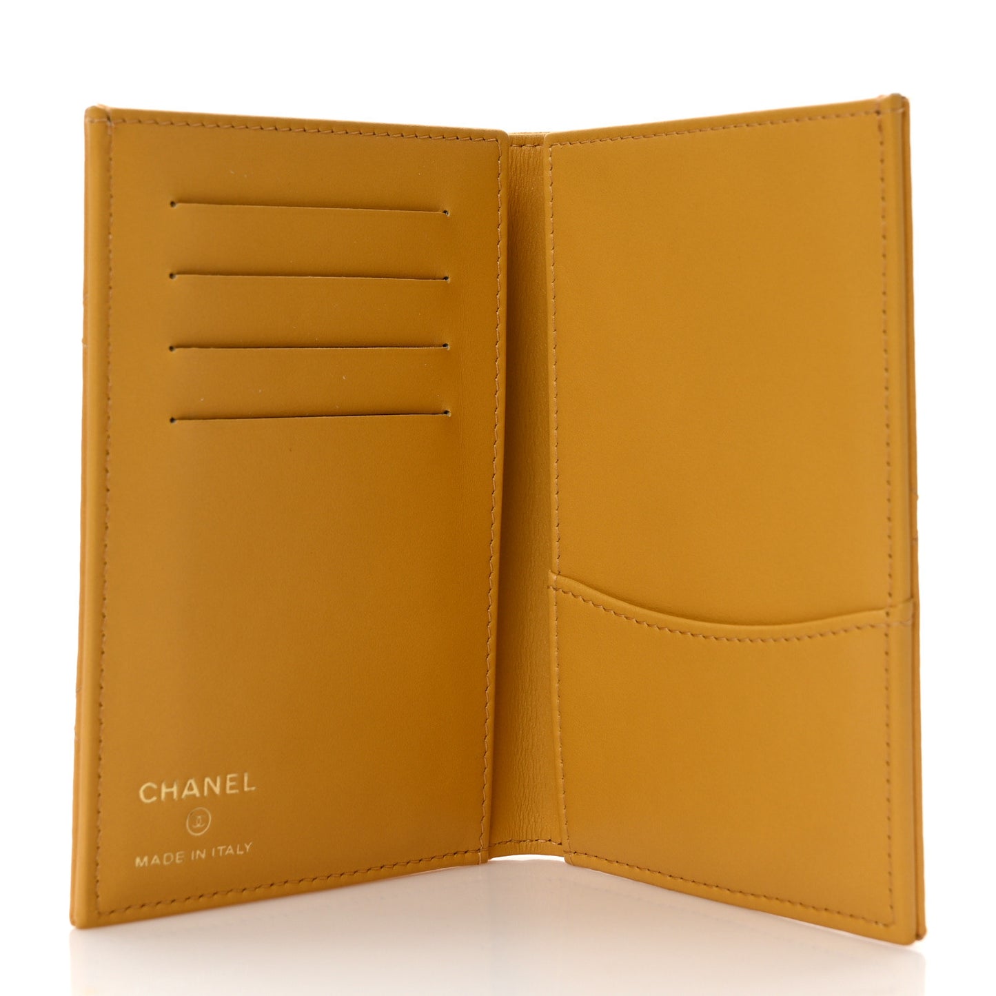 Lambskin Quilted Chanel 19 Passport Holder Yellow