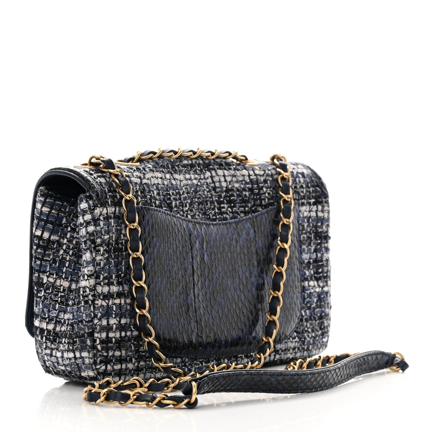 Tweed Snakeskin Quilted Small CC Filigree Flap Multicolor