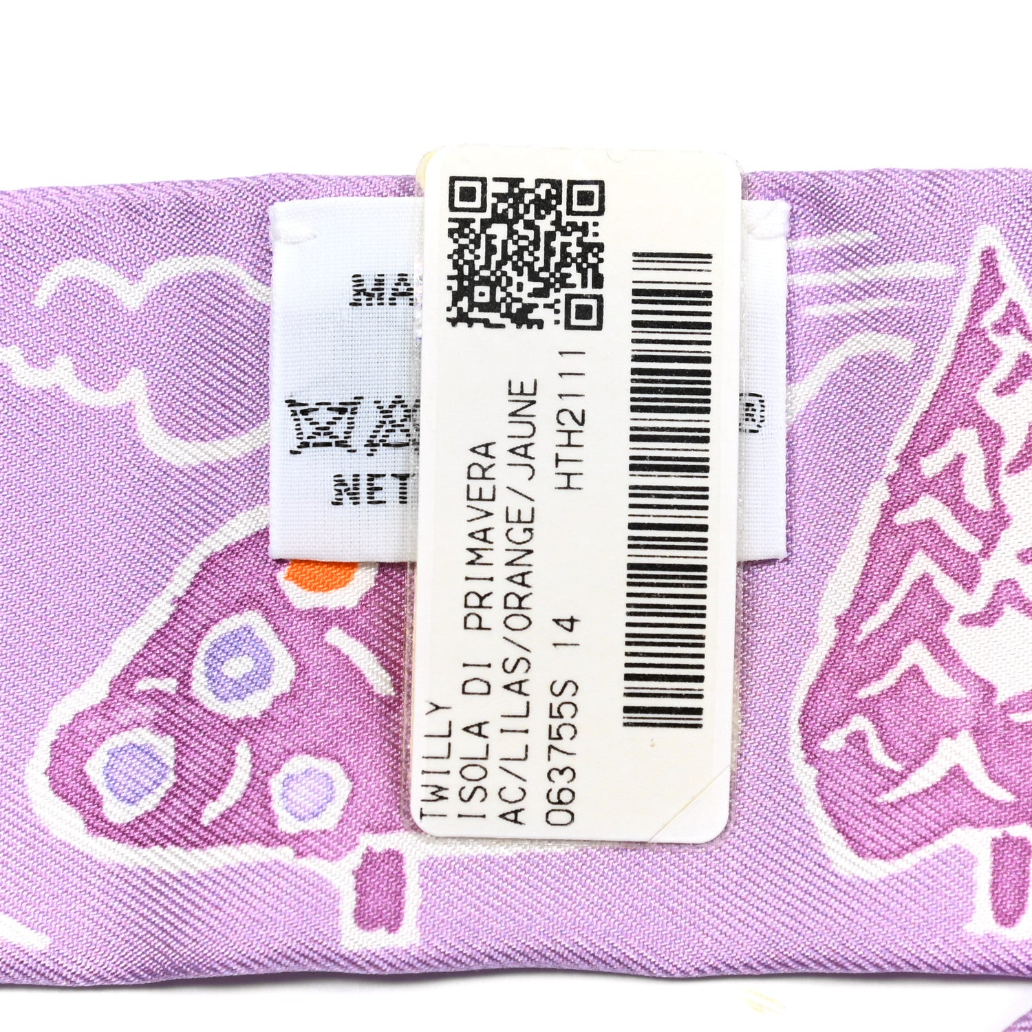 Hermes Silk Isola Di Primavera Twilly Lilas Orange Jaune 3 of 5