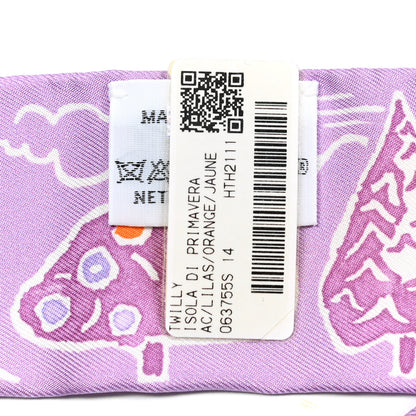 Hermes Silk Isola Di Primavera Twilly Lilas Orange Jaune 3 of 5