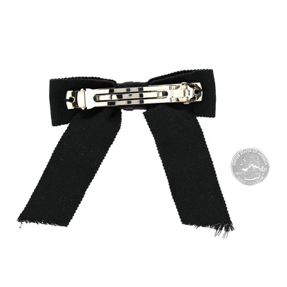 Chanel Grosgrain Bow CC Hair Clip Black 2 of 4