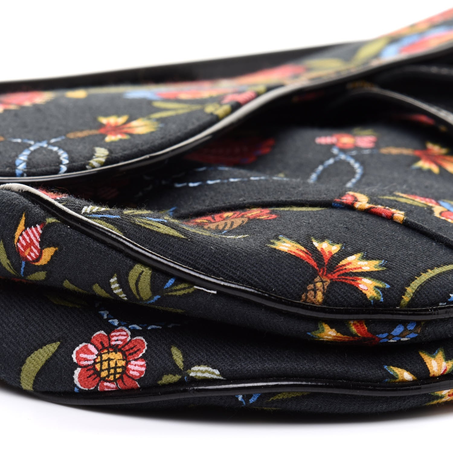 Christian Dior Canvas Floral Saddle Bag Black 9 of 13