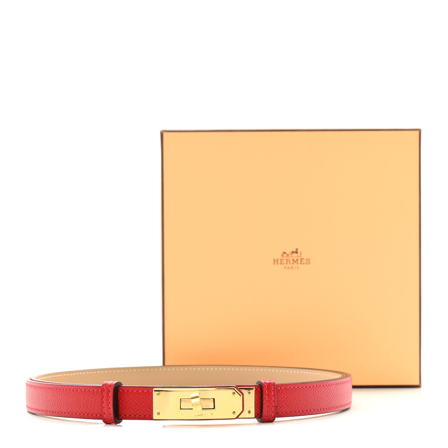 Hermes Epsom Kelly Belt Rouge Casaque 5 of 5