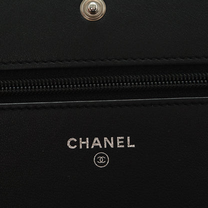 Chanel Metallic Goatskin Calfskin Boy Wallet on Chain WOC Black Silver 7 of 9