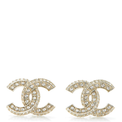 Chanel Crystal CC Earrings Gold 1 of 5