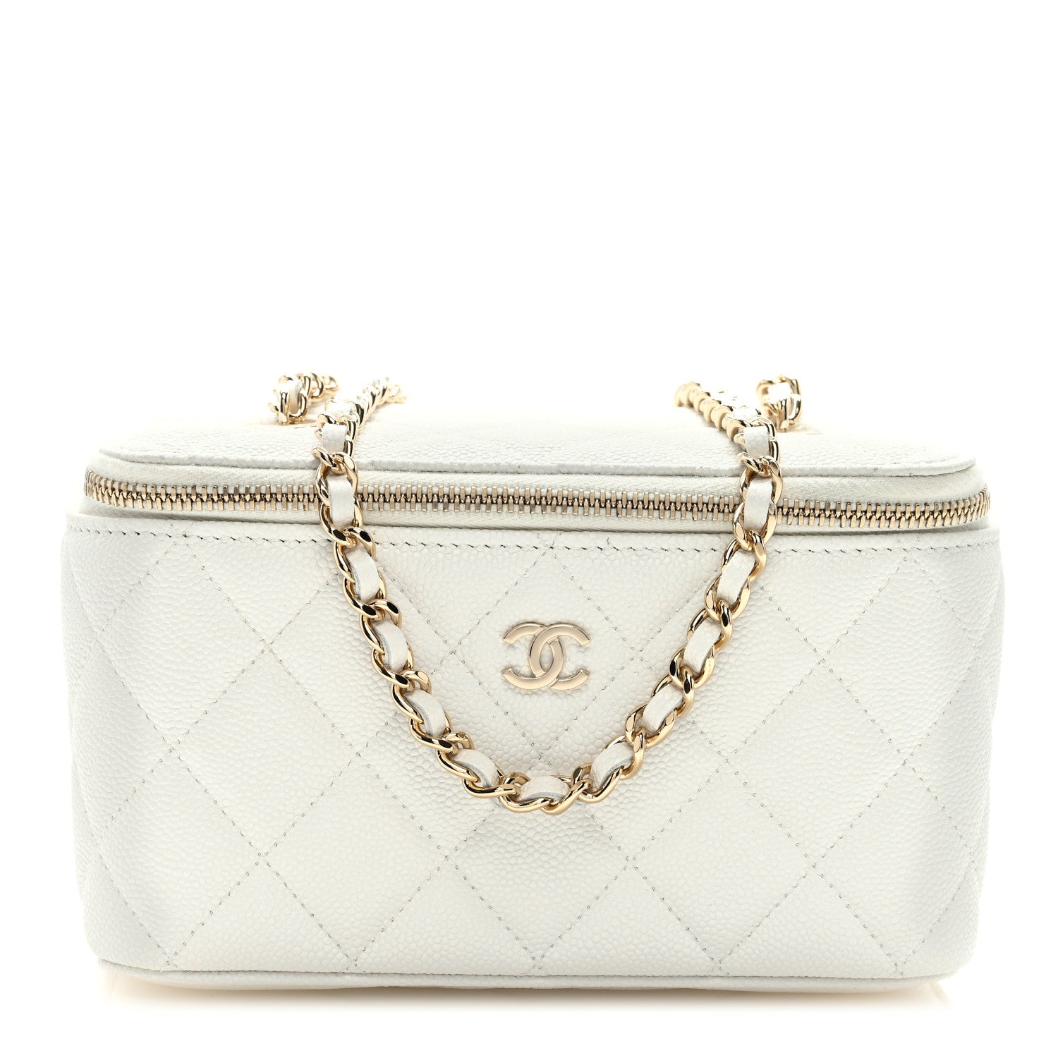 Chanel Caviar Quilted Small Vanity Case With Chain White 1 of 10
