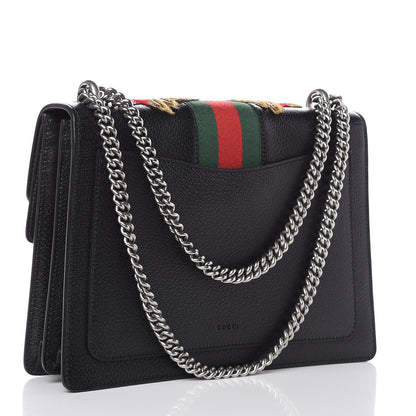 Gucci Calfskin Web Floral Embroidered Medium Dionysus Shoulder Bag Black 3 of 10