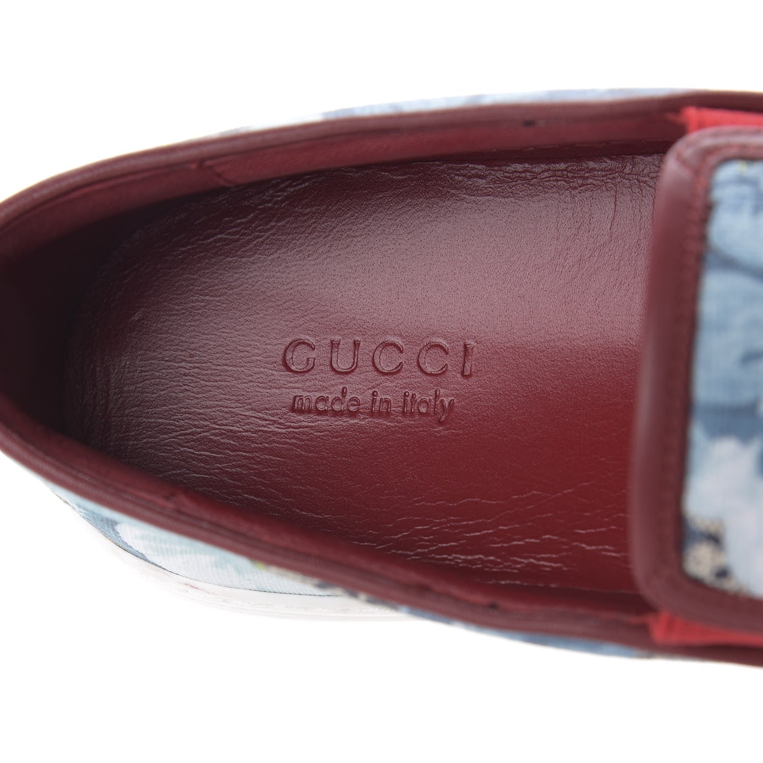 Gucci GG Supreme Monogram Blooms Womens Slip On Sneakers 38.5 Beige Blue Navy Red 7 of 9