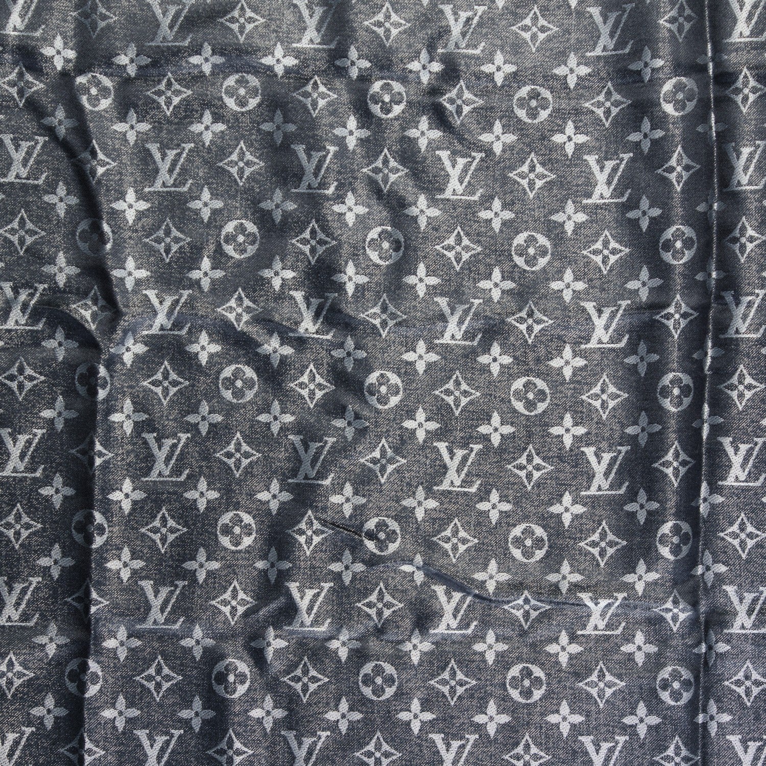 Louis Vuitton Silk Lurex Wool Monogram Shine Shawl Black 1 of 5