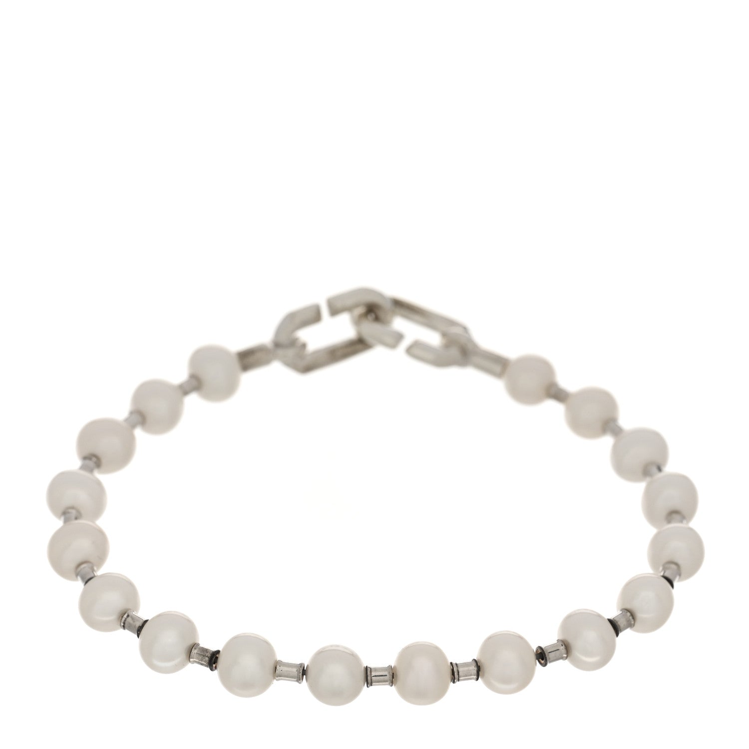 Tiffany Sterling Silver Pearl 5-6mm HardWear Bracelet 1 of 4