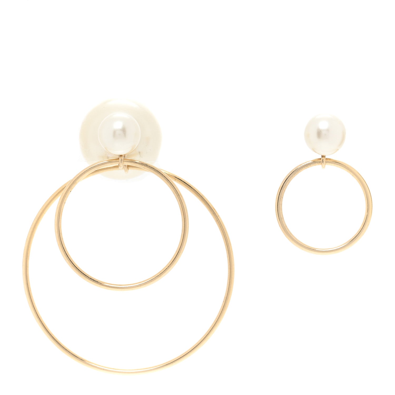 Christian Dior Pearl Mise En Dior Tribal Hoop Earrings Gold 1 of 4