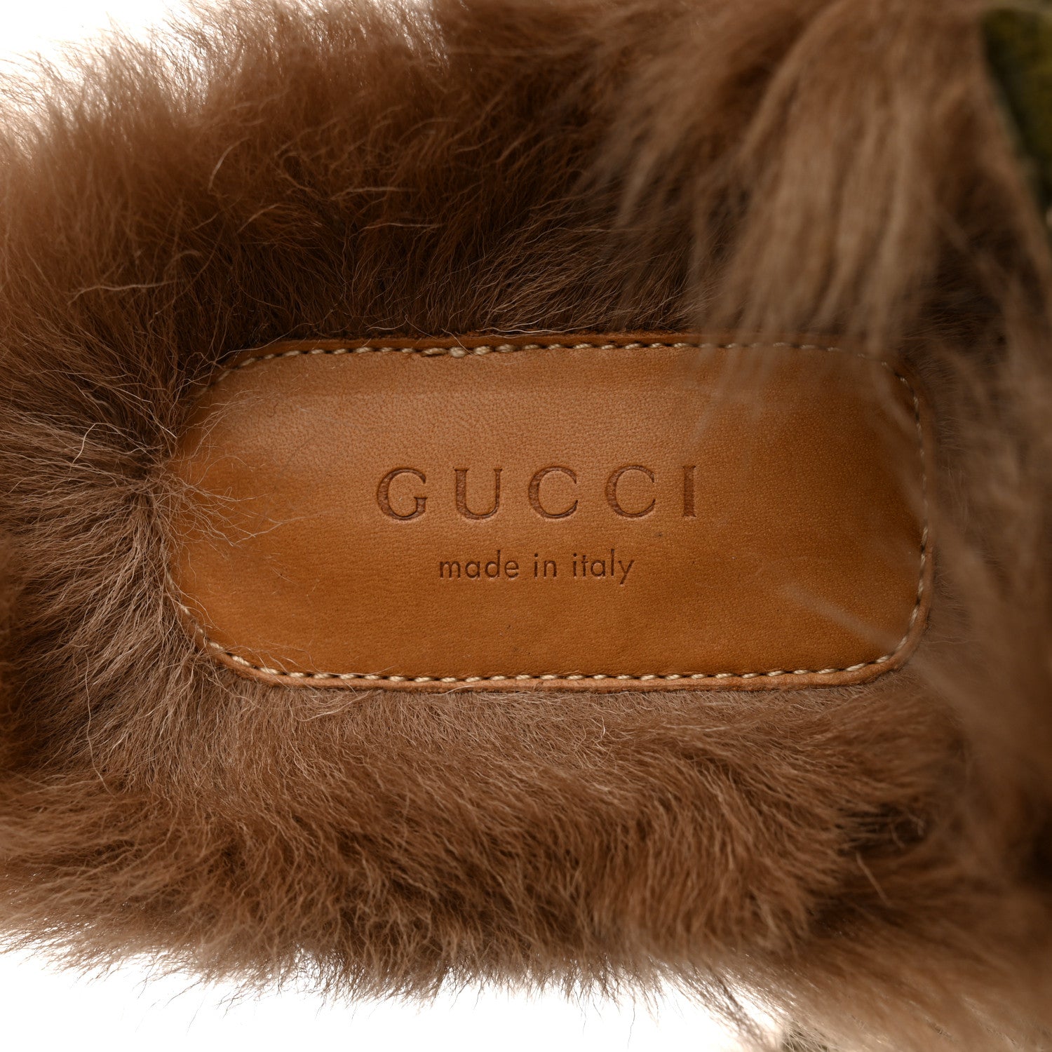 Gucci Velvet GG Monogram Fur Womens Princetown Slippers 37.5 Khaki 6 of 7