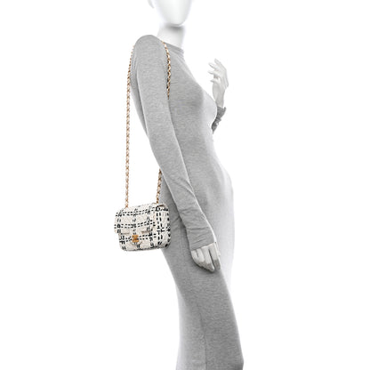 Chanel Raffia Effect Tweedy Mini Flap Bag White Black 2 of 10