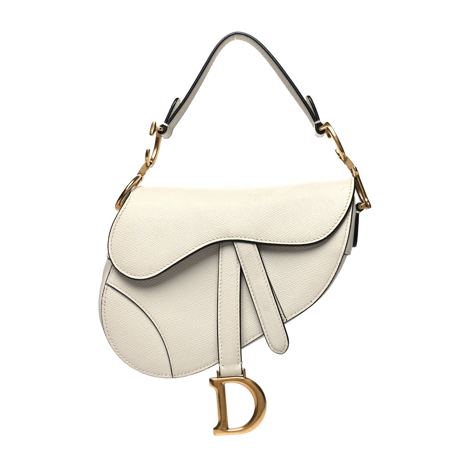 Christian Dior Grained Calfskin Mini Saddle Bag White 1 of 11