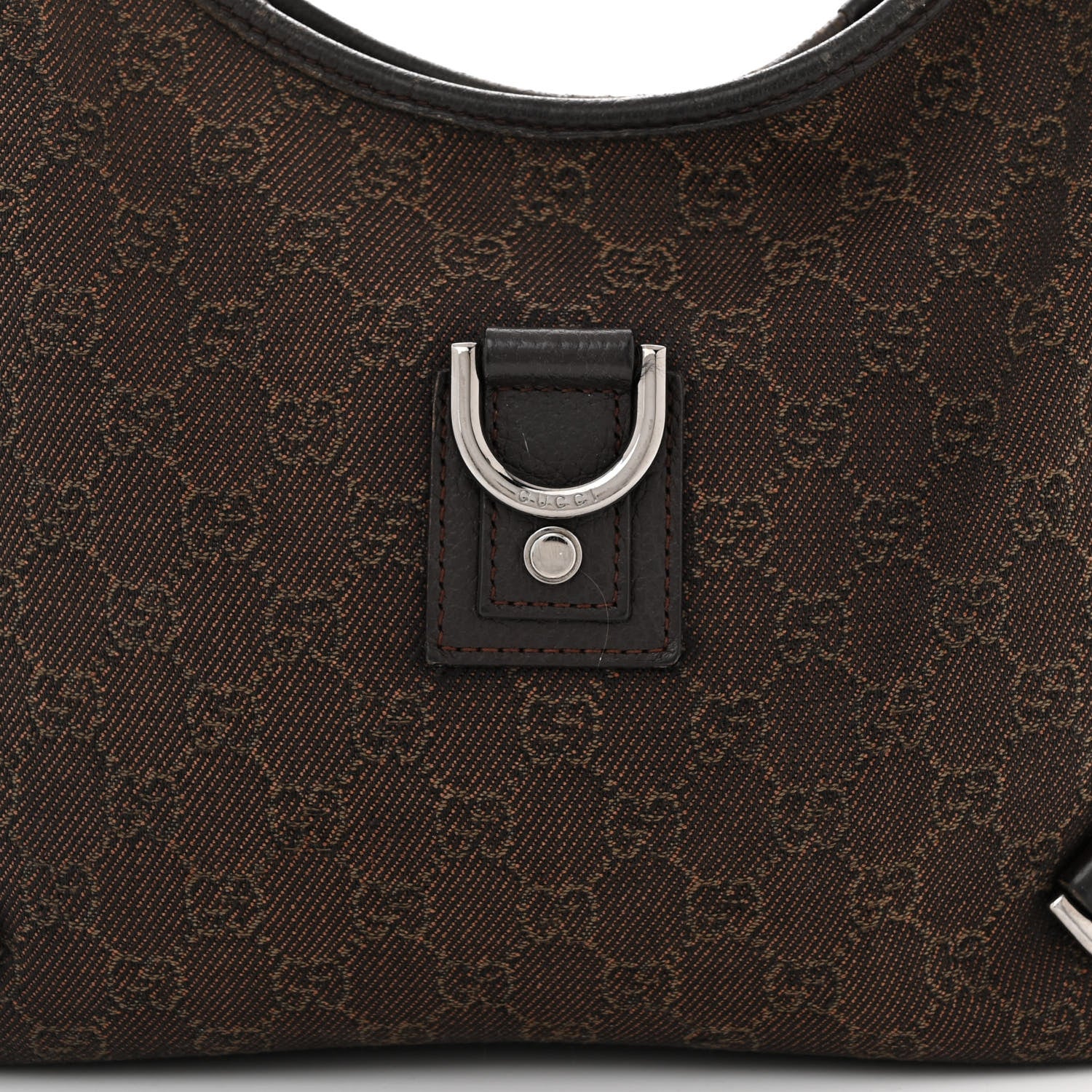Gucci Denim Monogram Abbey D Ring Hobo Brown 8 of 13