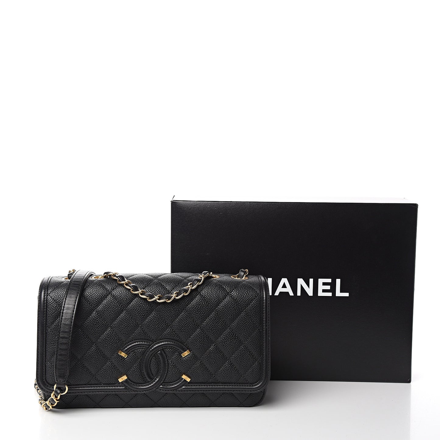 Caviar Quilted Medium CC Filigree Flap Black
