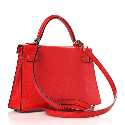 Hermes Chevre Mysore Mini Kelly Sellier 20 Rouge de Coeur 3 of 9